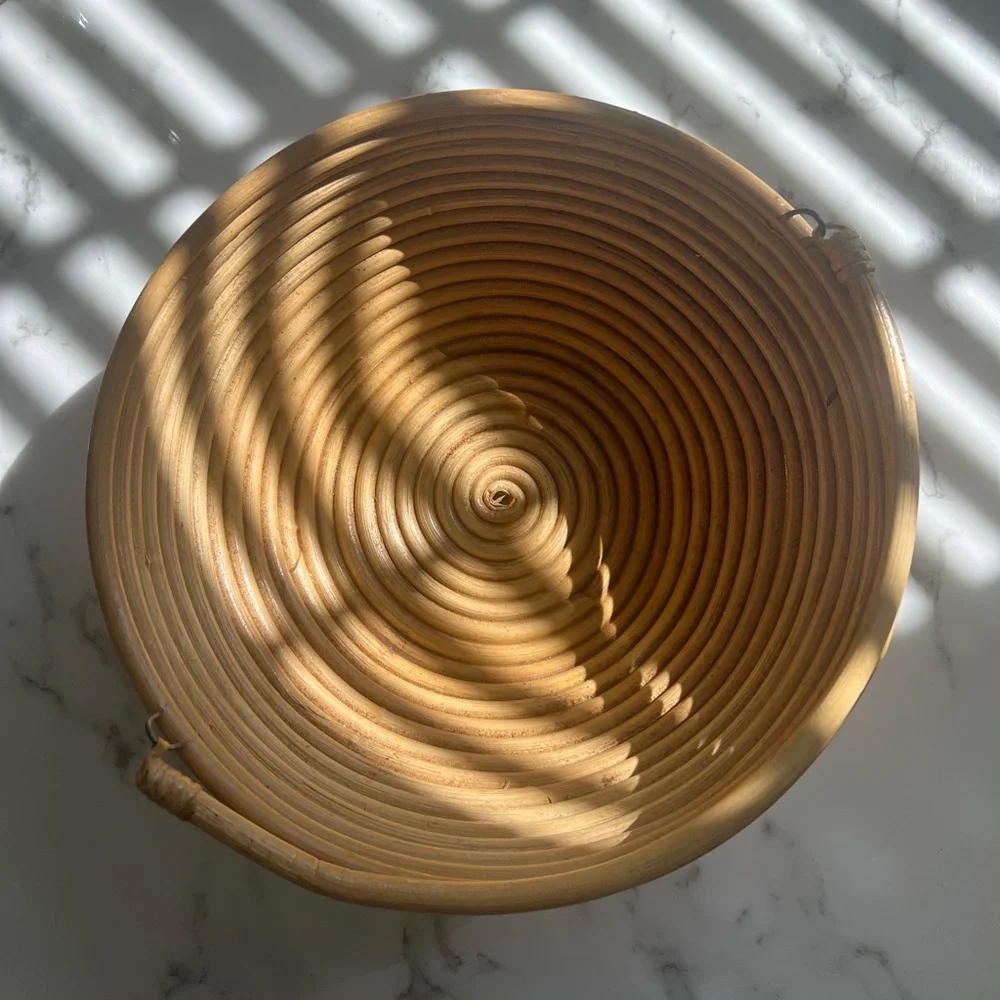 Pencil Reed Rattan Bowl With Handle - Picture 2 of 7